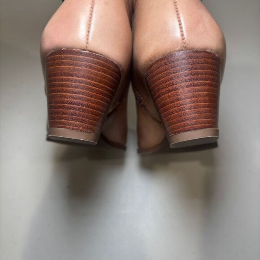 Franco Sarto NWOT L-Garda Tan‎ Leather Ankle Boots Women's 7 Buckle Zipper - Picture 6 of 8